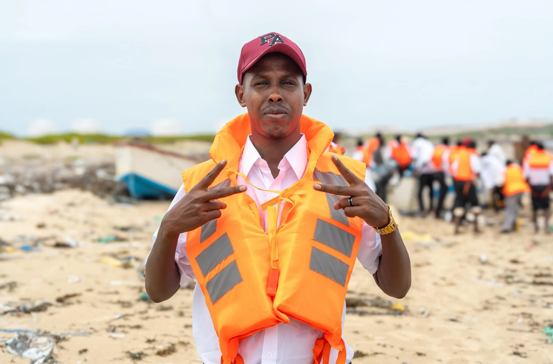 Maritime safety trainee speaking during a field session