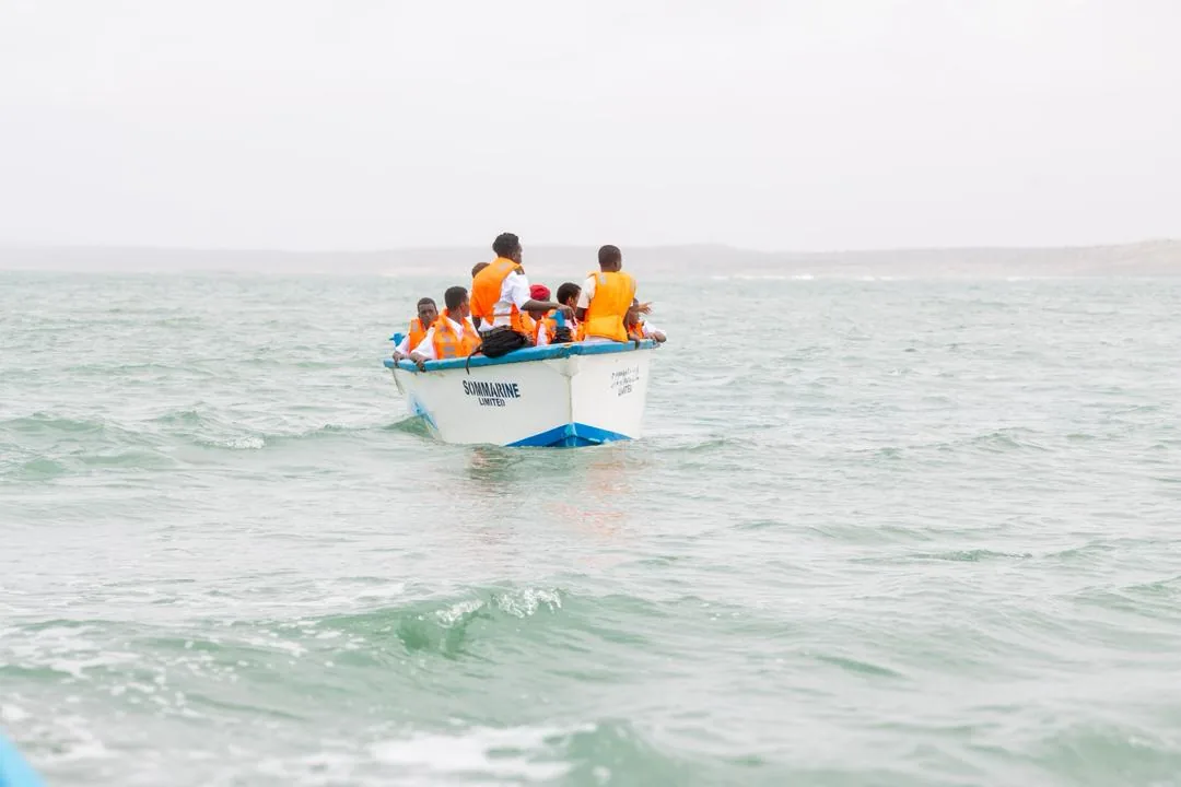 Marine trainees practising aboard a vessel